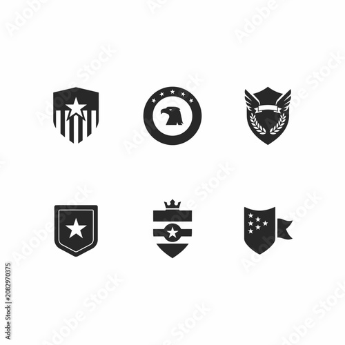 Tableau sur toile Military Tactical Shield Badge Icon Set Vector Collection