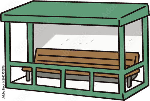 Tableau sur toile Cute baseball dugout illustration with wooden bench, stadium sports bench, hand