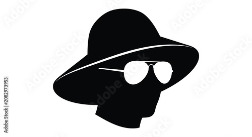 Tableau sur toile Hat and sunglasses silhouette high quality professional detailed