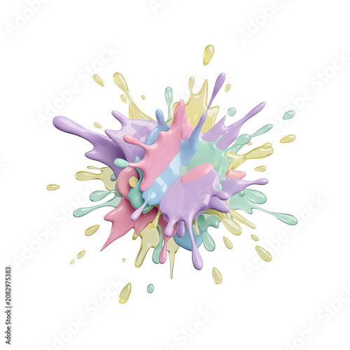 Colorful liquid splashes isolated on transparent background
