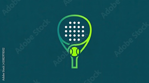 Minimalist green padel racket and ball icon.