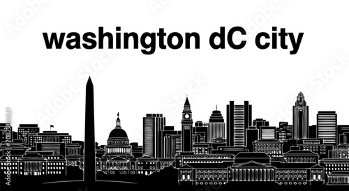 Slika na platnu Washington DC City Skyline Vector Illustration Design Background for Urban Lands