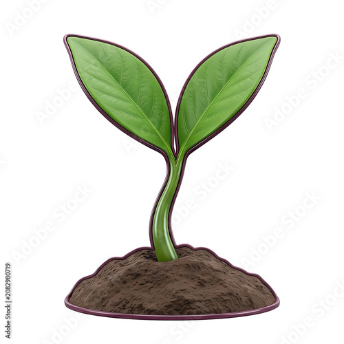 Green sprout growing from soil