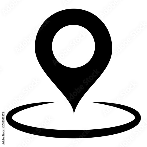 Konstfotografi Black location pin icon with map marker base, GPS navigation symbol for maps, ad