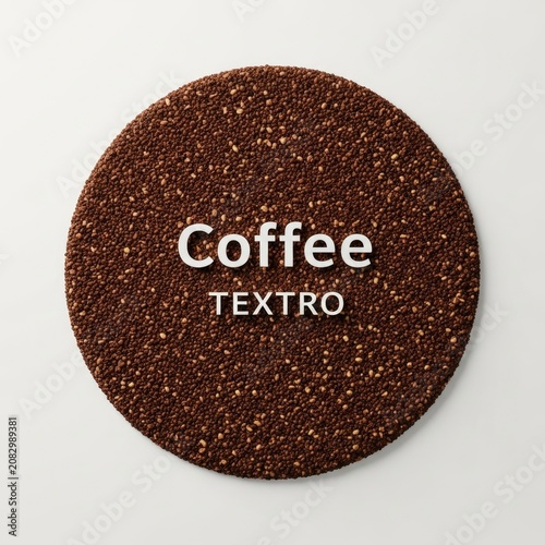 Coffee Textro Round Coaster with Granular Texture on White Background.