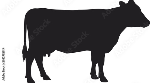 Solid Black Silhouette of a Standing Cow Facing Right