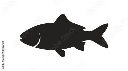Simple Black Silhouette of a Fish Facing Left