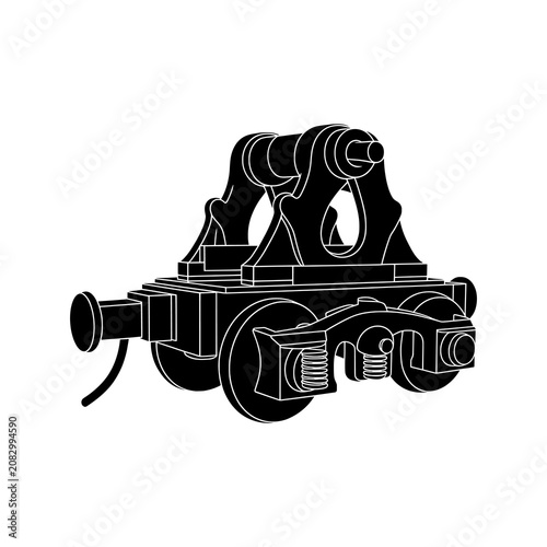 Fotografija Isolated vector illustration of heavy industrial train wheel bogie assembly