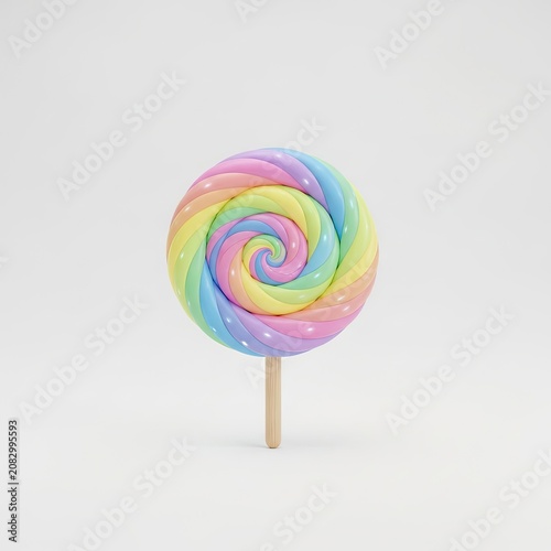 Colorful Swirl Lollipop with Sprinkles on a White Background.