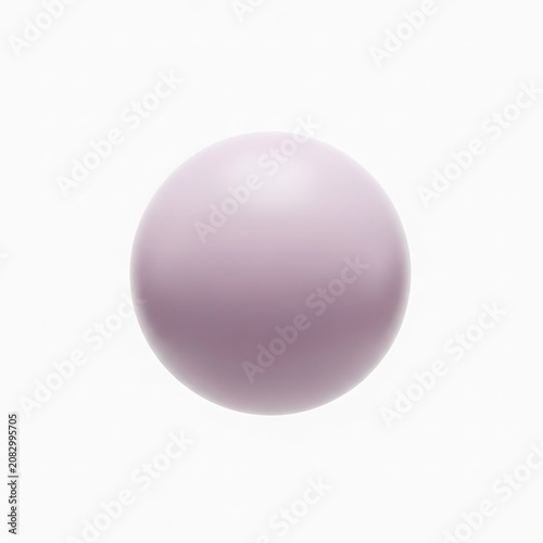 Smooth Lavender Sphere Isolated on White Background.