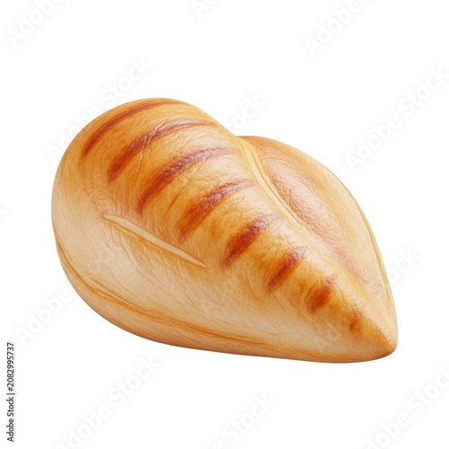Grilled Chicken Breast Isolated on White Background with Visible Grill Marks.