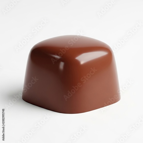 Single Milk Chocolate Praline on White Background.