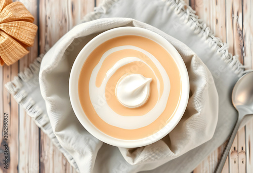 bowl of yogurt with caramel...