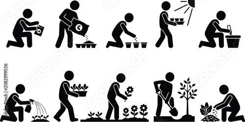 Home Gardening and Landscaping Silhouette Vector Icons Collection
