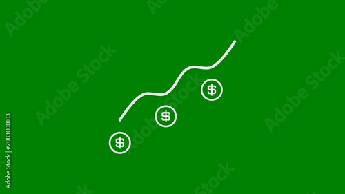 Deflation Price Decrease Falling Prices Cost Reduction Concept - Minimal Flat Design Motion Graphics Clip, Green Screen, 7.5% Gray