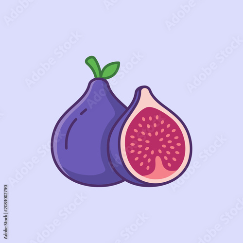 A fresh purple fig fruit illustration on a light background