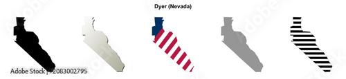 Photos Dyer (Nevada) blank outline map set