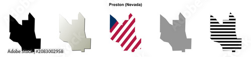 Foto Preston (Nevada) blank outline map set