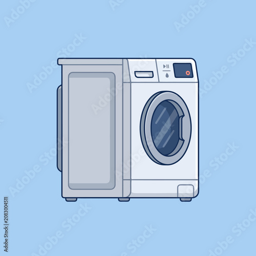 A clean vector illustration of a white washing machine