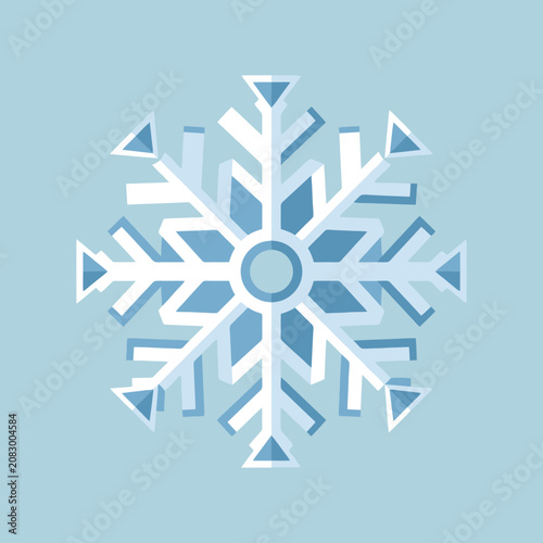 Stylized blue and white snowflake icon on a light blue background