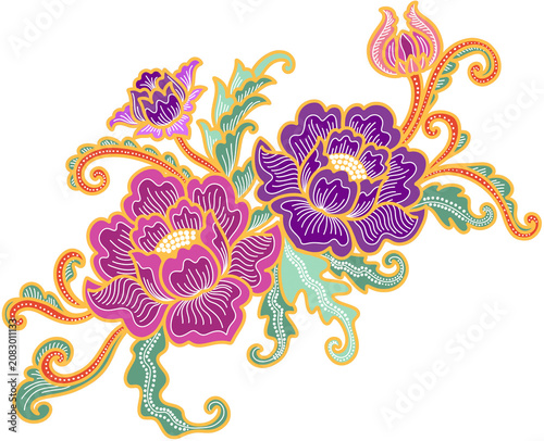 Indonesian Flower Batik Illustration