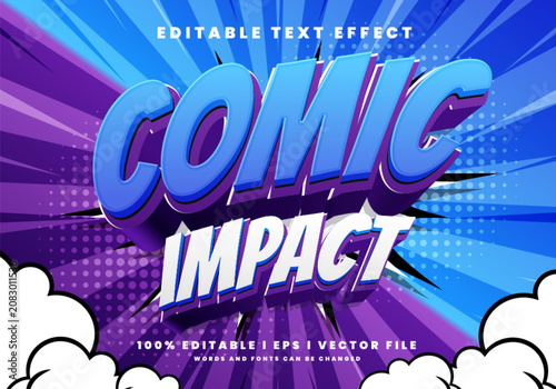 comic impact 3d text effects, modern colors. comic book style