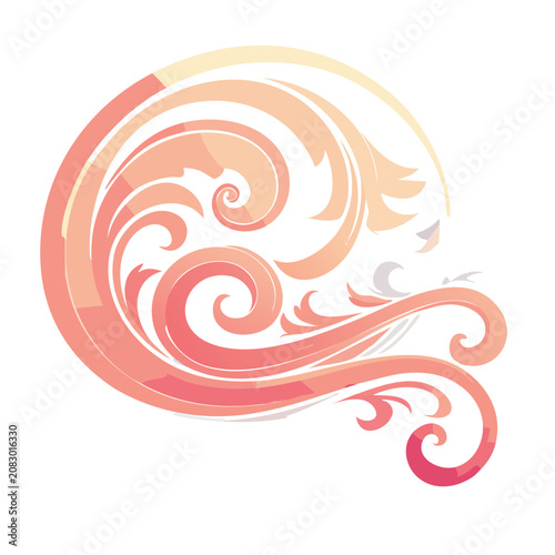 Abstract pink and peach swirl vector illustration