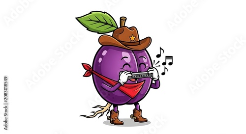 Cartoon purple dragon with green hat and wand.