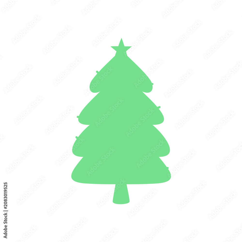 Fototapeta premium Minimalist Green Christmas Tree Icon