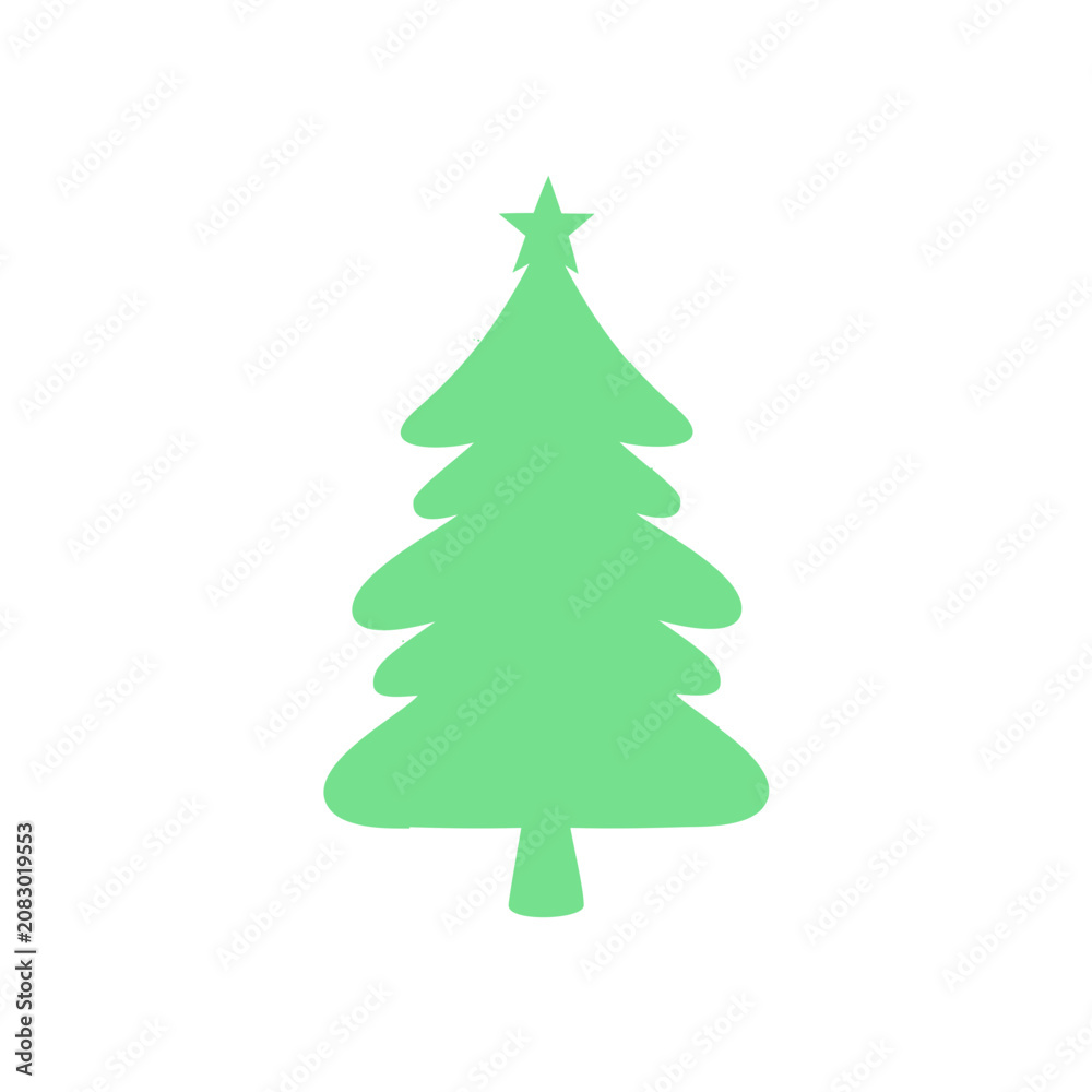 Obraz premium Minimalist Green Christmas Tree Icon