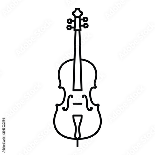 Cello musical instrument in simple line art style  isolated on white background icon