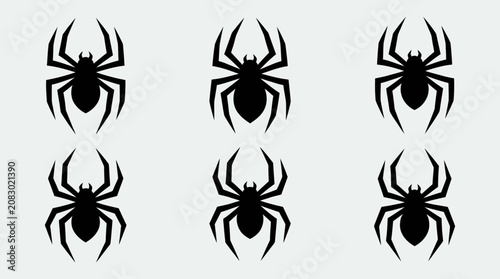 Bild auf Leinwand Black spider silhouettes vector set, halloween design elements