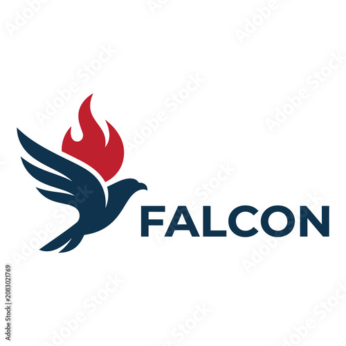 Logo design featuring a falcon bird with flame  graphic resources symbol icon