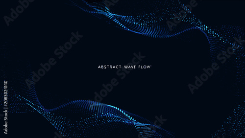 Quadro su tela Abstract wave pattern visualization with blue particle texture on a dark backgro