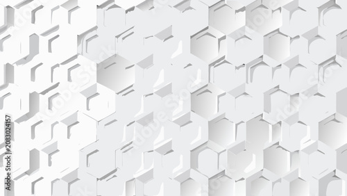 Cuadro en lienzo Honeycomb pattern with recessed hexagonal cells a white geometric vector illustr