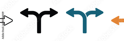 Tableau sur toile choice vector icons featuring alternate route symbols in line and filled styles for decision making and navigation design