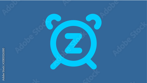 Tableau sur toile Blue alarm clock icon on white background.