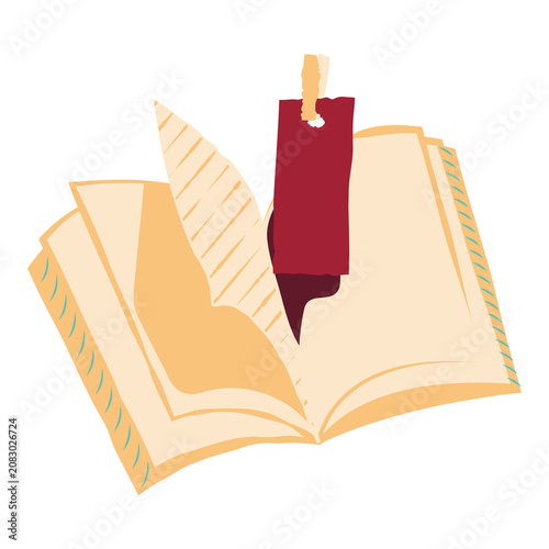 Lineless Flat Open Book With Bookmark Illustration