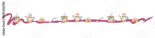 Hand Drawn Tea Cafe Decorative Divider Line