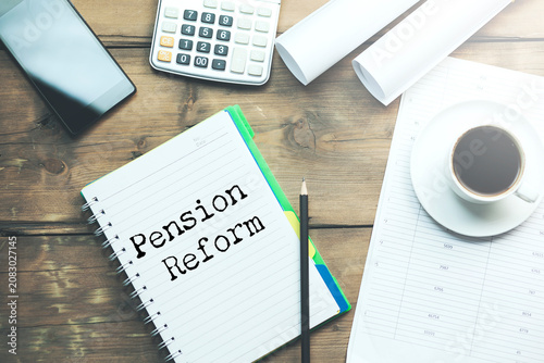 Photos Pocket calculator with the word “pension”