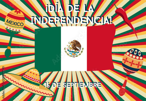 Obraz na plátně Symbols of Mexico, celebration of Mexican Independence Day, Mexican heritage and pride