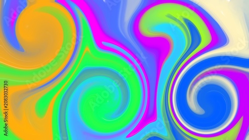 Abstract psychedelic neon marble swirl background with colorful vibrant fluid waves