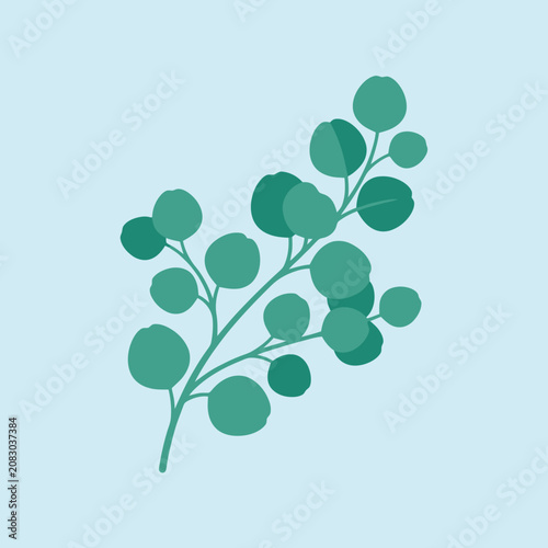 A simple green leafy branch illustration on a light background