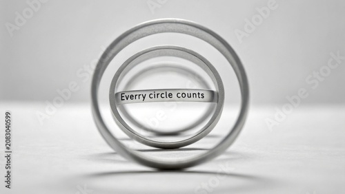Abstract view of silver circles showcasing motivational text in a minimalist design for artistic and inspirational contexts