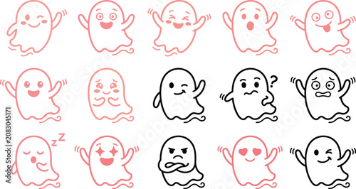 Halloween ghost emojis and stickers for spooky fun cute ghost characters