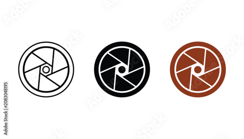Fotografía Camera shutter aperture icon set for photography and videography branding and di