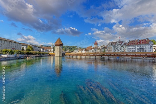 Chapel Bridge and Water Tower Lucerne Switzerland