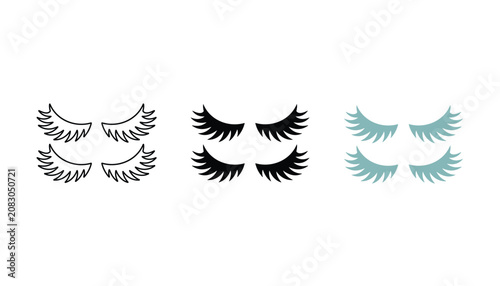Bild auf Leinwand False eyelashes icon set for beauty and cosmetic industry featuring thick volume