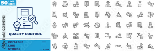 Tableau sur toile Quality Control Line Editable Icons set