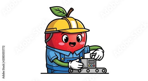 Cartoon fire truck with firefighter mascot character.